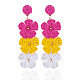 Flower Brass Raffia Dangle Stud Earrings(FS-WGB7A43-04)-1