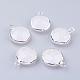 Silver Color Plated Brass Glass Flat Round Charms(GLAA-M003-A-31S)-1