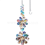 Glass Suncatchers, Flower Hanging Ornaments, Rainbow Maker, for Garden & Home Decoration, Colorful, 308mm(PW-WGA559E-02)