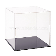 Transparent Plastic Minifigure Display Cases, Dustproof Action Figure Display Box, with Black Base, for Models, Building Blocks, Doll Display Holders, White, 21x21x20.5cm(ODIS-WH0029-72B)