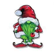 Christmas Acrylic Pendants, Santa Claus, Green, 43x28.5x2.5mm, Hole: 2mm(MACR-U005-06)