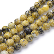 Natural Yellow Turquoise(Jasper) Beads Strands, Round, 8~9mm, Hole: 1mm, about 45~47pcs/strand, 14.9~15.1 inch(X-G-R345-8mm-44)
