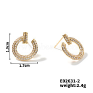 Fashionable Copper & Zircon Stud Earrings for Women, Elegant and Versatile Jewelry, Golden, 19x17mm(JL0244-2)