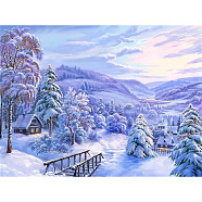 DIY Winter Snowy House Scenery Diamond Painting Kits, including Resin Rhinestones, Diamond Sticky Pen, Tray Plate and Glue Clay, Colorful, 300x400mm(DIAM-PW0001-243A)