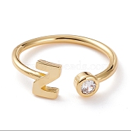 Brass Micro Pave Clear Cubic Zirconia Cuff Rings, Open Rings, Long-Lasting Plated, Real 18K Gold Plated, Letter.Z, US Size 6, Inner Diameter: 17mm(RJEW-J074-01G-Z)
