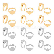 ARRICRAFT 24Pcs 6 Style Adjustable 304 Stainless Steel Finger Rings Components, Pad Ring Base Findings, Flat Round, Golden & Stainless Steel Color, Tray: 8~12mm, US Size 6 1/2(16.9mm), 4Pcs/style(STAS-AR0001-53)