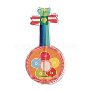 Instrument Theme Translucent Resin Big Pendants, Colorful Chinese Lute Pipa Charms, Flower, 54.5x27.5x2.2mm, Hole: 1.6mm(RESI-M037-03F)