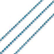 Spray Painted Brass Faceted Ball Chains, Soldered, with Spool, Round, Teal, 1.5mm(CHC-K011-35W)