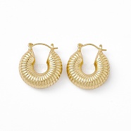 Brass Donut Thick Hoop Earrings for Women, Lead Free & Cadmium Free, Real 18K Gold Plated, 27x24.5x8mm, Pin: 0.9mm(EJEW-I270-08G)