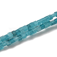 Natural White Jade Imitation Aquamarine Beads Strands, Dyed, Cube, 2~2.5x2.5~3.5x2.5~3mm, Hole: 0.4mm, about 157~165pcs/strand, 14.96~15.75''(38~40cm)(G-B064-A09-1)