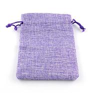 Burlap Packing Pouches Drawstring Bags, Medium Purple, 18x13cm(ABAG-Q050-13x18-03)