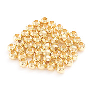 304 Stainless Steel Beads, Hollow Round, Real 18K Gold Plated, 4x3.5mm, Hole: 1.6mm, about 500pcs/bag(STAS-G230-G01)