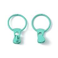 Alloy Zipper, with Resin Puller, Round, Cadmium Free & Lead Free, Turquoise, 37mm, ring: 31.5x23.5x1.5mm, zipper puller: 10.5x9x7.5mm(PALLOY-WH0079-16J-RS)