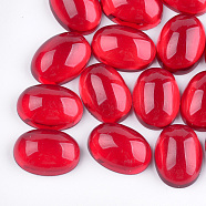 Translucent Resin Cabochons, Oval, Red, 14x10x4mm(RESI-S362-10x14-01)