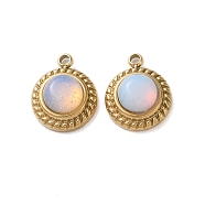 Opalite Half Round Charms, with 304 Stainless Steel Findings, Real 14K Gold Plated, 12.5x10.5x5.5mm, Hole: 1.5mm(STAS-L022-399G-03)