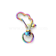 Alloy Swivel Snap Hooks Clasps, Cloud, Rainbow Color, 35x19mm(KEYC-PW0001-06K)