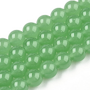 Imitation Jade Glass Beads Strands, Round, Lime Green, 8~8.5mm, Hole: 1.5mm, about 51~53pcs/strand, 14.96 inch~15.55 inch(38~39.7cm)(GLAA-T032-J8mm-02)