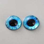 Glass Cat Eye Decorative Eye Piece, Half Round, Light Sky Blue, 30x15mm(DIY-WH0110-26A)