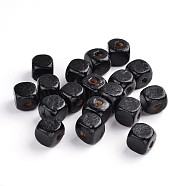 Dyed Natural Wood Beads, Cube, Nice for Children's Day Necklace Making, Lead Free, Black, 10mm, Hole: 3.5mm, about 2200pcs/1000g(WOOD-S617-10-LF)