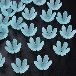 Transparent Acrylic Beads, Frosted, Flower, Cyan, 19x17x10mm, Hole: 3mm, about 764pcs/500g(MACR-S373-47-D07)