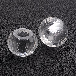 128 Faceted Glass European Rondelle Large Hole Beads, No Metal Core, Clear, 13x8.5mm, Hole: 6mm(X-GPDL-F015-11)