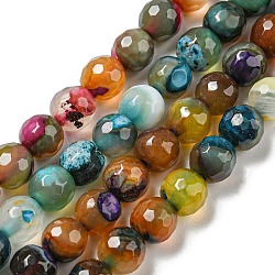 Natural Agate Beads Strands, Dyed & Heated, Round, Faceted, Orange, 6mm, Hole: 1mm, about 62pcs/strand, 14.57 inch(37cm)(X-G-C082-A01-01)