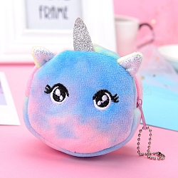 Velvet Wallet Zipper Purse, for Kechain, Change Storage Bag, Unicorn, 8x8.5cm(PW-WG62048-06)