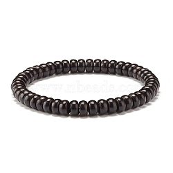 Black Coconut Shell Beads Stretch Bracelet, Yoga Bracelet for Men Women, Inner Diameter: 2-1/4 inch(5.7cm)(BJEW-JB07353)