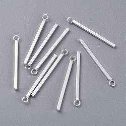 304 Stainless Steel Pendants, Rectangle/Bar, Silver, 28x3x1.5mm, Hole: 1.6mm(STAS-K210-45S)