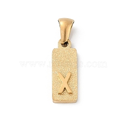 304 Stainless Steel Pendants, Golden, Rectangle with Letter Charm, Letter X, 17.5x6.5x3mm, Hole: 3x6mm(STAS-Z120-03X-G)