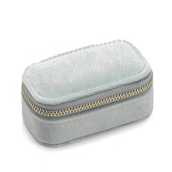 Velvet Box, Jewelry Organizer, for Necklaces, Rings, Rectangle, Light Blue, 8.5x4.8x4cm(PW-WG72143-04)