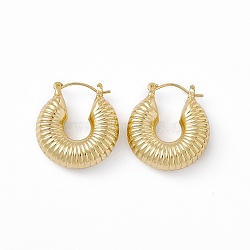 Brass Donut Thick Hoop Earrings for Women, Lead Free & Cadmium Free, Real 18K Gold Plated, 27x24.5x8mm, Pin: 0.9mm(EJEW-I270-08G)