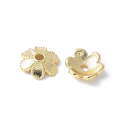 Flower Brass Bead Caps, Rack Plating, Cadmium Free & Lead Free, Long-Lasting Plated, Real 18K Gold Plated, 8.5x9x2.8mm, Hole: 1.6mm(KK-F892-34G-05)