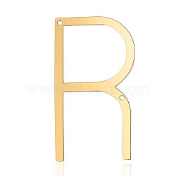 201 Stainless Steel Links connectors, Letter, Golden, Letter.R, 37x21x1mm, Hole: 1mm(STAS-S105-T546D-R)