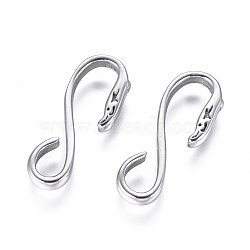 304 Stainless Steel S Hook Clasps, Stainless Steel Color, 25x9.5x2.5mm, Hole: 4x6mm(STAS-F227-14-P)