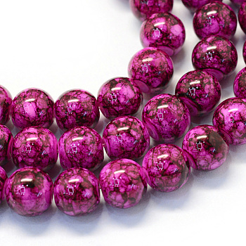 Baking Painted Glass Round Bead Strands, Medium Violet Red, 8.5~9mm, Hole: 1.5mm, about 105pcs/strand, 31.8 inch