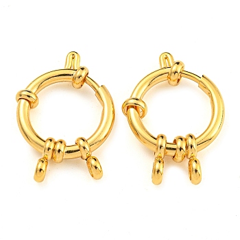 304 Stainless Steel Spring Ring Clasps, Ring, Real 24K Gold Plated, 18x4.5mm, Hole: 3mm