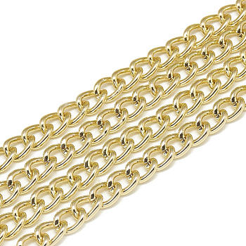 Unwelded Aluminum Curb Chains, Light Gold, 7.5x5.5x1.4mm