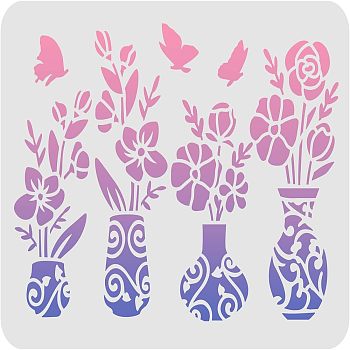 Large Plastic Reusable Drawing Painting Stencils Templates, for Painting on Scrapbook Fabric Tiles Floor Furniture Wood, Rectangle, Vase Pattern, 297x210mm