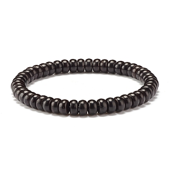 Black Coconut Shell Beads Stretch Bracelet, Yoga Bracelet for Men Women, Inner Diameter: 2-1/4 inch(5.7cm)