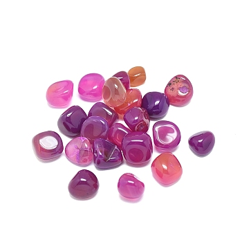 Natural Agate Beads, No Hole/Undrilled, Tumbled Stone, Vase Filler Gems, Dyed & Heated, Nuggets, 6~13mm, about 610pcs/1000g