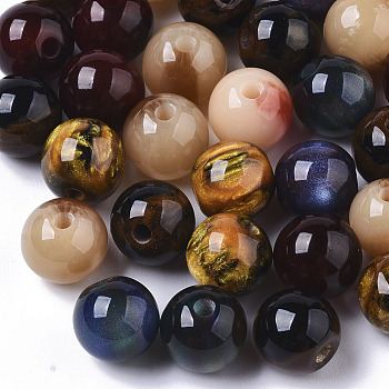 Resin Beads, Imitation Gemstone, Round, Mixed Color, 8mm, Hole: 1.6mm