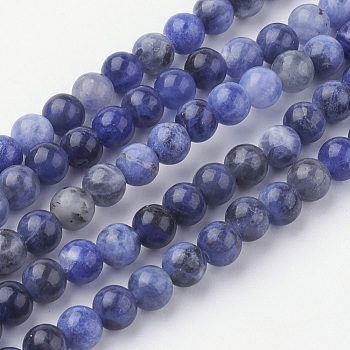 Natural Sodalite Bead Strands, Round, Grade A, 4~4.5mm, Hole: 1mm, about 85~90pcs/strand, 14.9 inch(38cm)