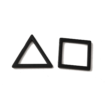 2Pcs 2 Styles Alloy Linking Rings, Cadmium Free & Lead Free, Square & Triangle, Black, 20~21.5x20~25x1.8mm, Inner Diameter: 15~15.5x15.5~17.5mm, 1pc/style