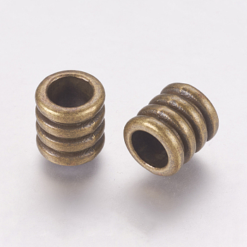 Tibetan Style Alloy Beads, Grooved Beads, Column, Antique Bronze, Lead Free & Cadmium Free & Nickel Free, 9.5x9mm, Hole: 6mm