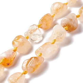 Natural Yellow Quartz Beads Strands, Nuggets, 16~36.8x13~28.5x8~21mm, Hole: 2~3.8mm, about 13pcs/strand, 16.26~17.52''(41.3~44.5cm)