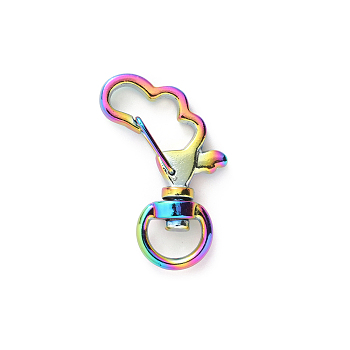 Alloy Swivel Snap Hooks Clasps, Cloud, Rainbow Color, 35x19mm