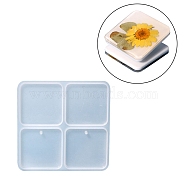 DIY Ornaments for Clips Silicone Molds, Resin Casting Molds, for UV Resin & Epoxy Resin Jewelry Craft Making, Square Pattern, 95x95x6mm, Hole: 3mm, Inner Diameter: 41x42x5mm(DIY-C061-01C)