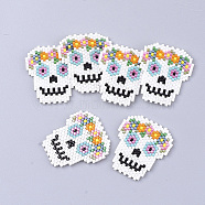 Handmade Japanese Seed Beads, with Nylon Wire, Loom Pattern, Sugar Skull, For Mexico Holiday Day of the Dead, Colorful, 31.5x27.5x1.8mm(SEED-S025-25)