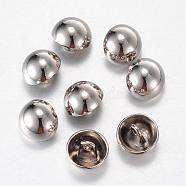 Alloy Shank Buttons, 1-Hole, Dome/Half Round, Platinum, 11.5x10mm, Hole: 1.5mm(BUTT-D054-11.5mm-06P)